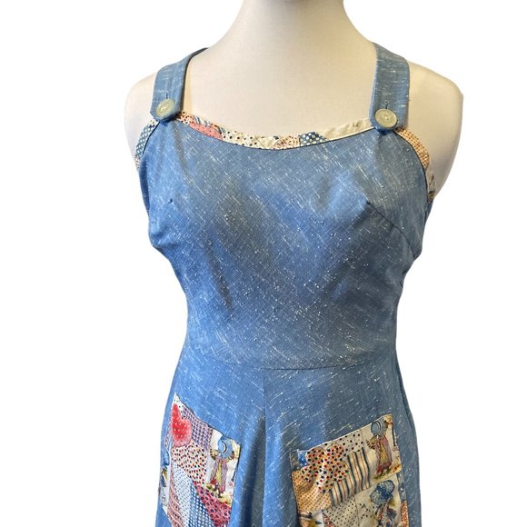 THE HOLLIE: Vintage 1970s Hollie Hobbie Chambray Apron Sundress - Picture 9 of 12